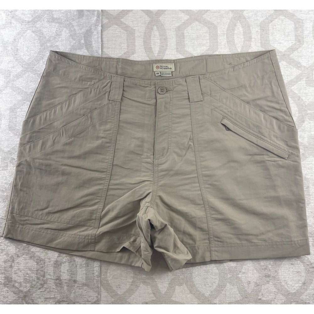 Royal Robbins Womens 14 Khaki Supplex Nylon Hiking Shorts‎ Tan ROYCL-S37
